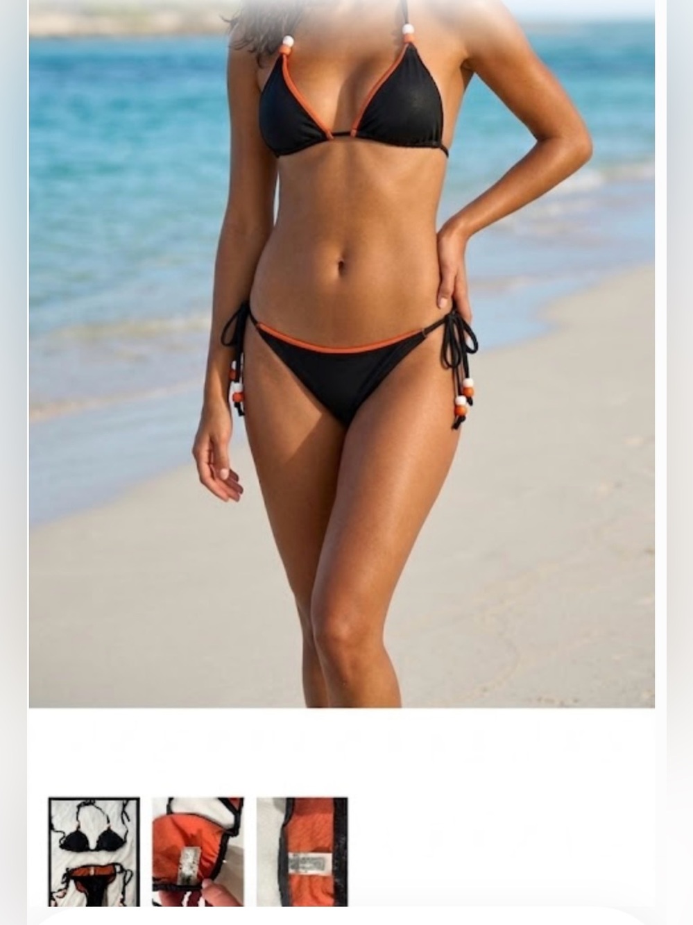 O'Neill Orange and Black Bikini Top